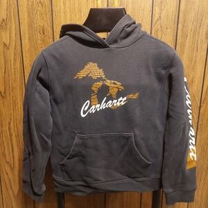 Carhartt Charcoal Hoodie with Orange Michigan Graphic Youth Medium 10-12